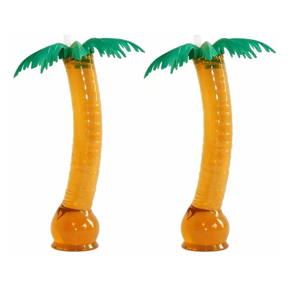 Coconut Tree Cup Colorful — 450 ml PET straw cup