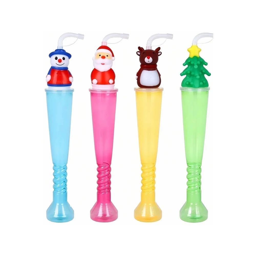 Torch Cartoon Cup Christmas Series — 350 ml PET straw cup
