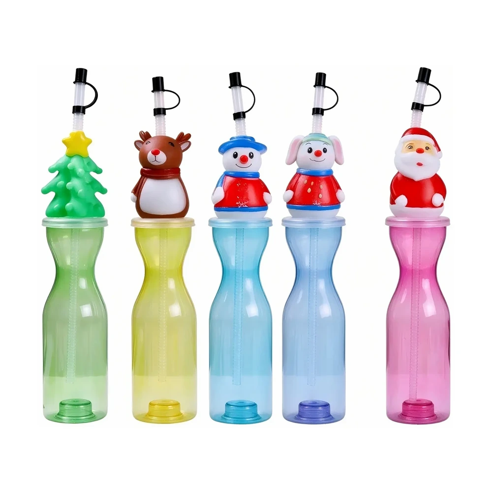 Cartoon Cup Christmas Animal — 450 ml PET straw cup