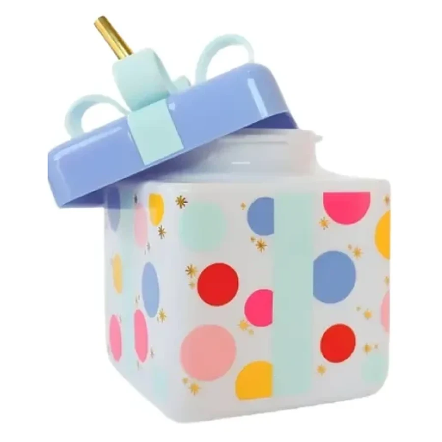 Confetti Gift Box Bottle — 600 ml PET straw cup