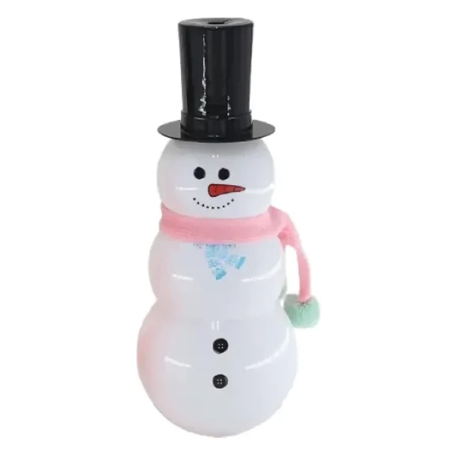 Snowman Bottle with Top Hat and Scarf — 600 ml PET straw cup