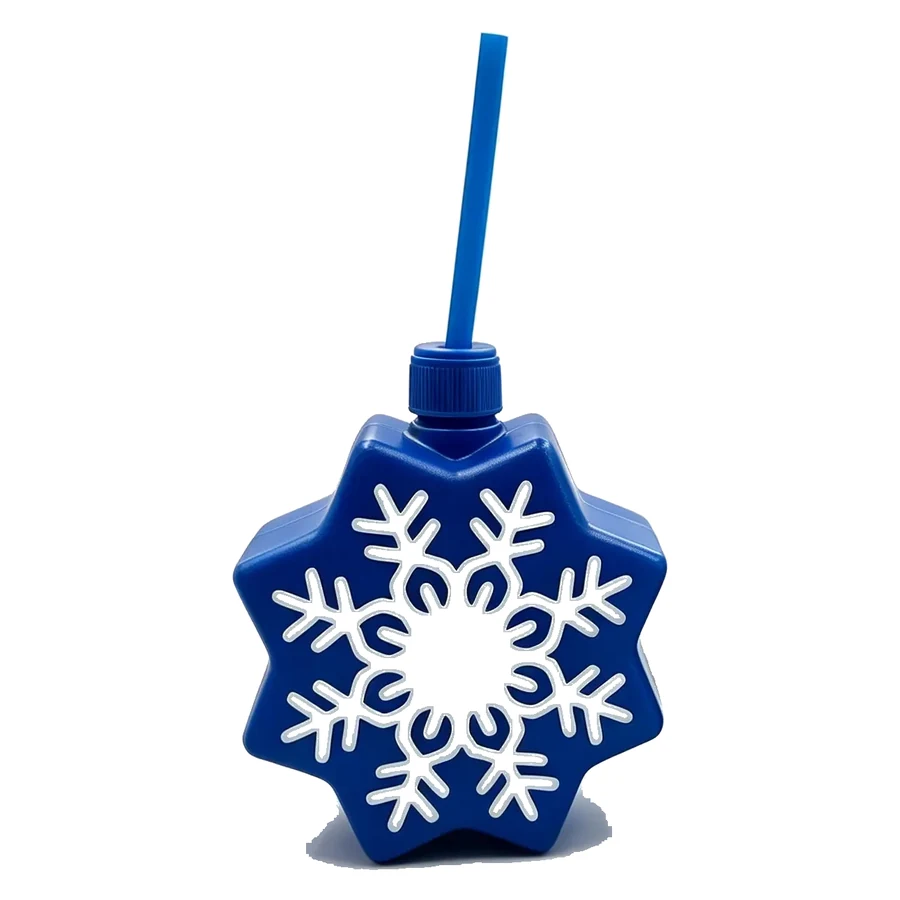 Dark Blue Snowflake Ball Cup — 500 ml PET straw cup