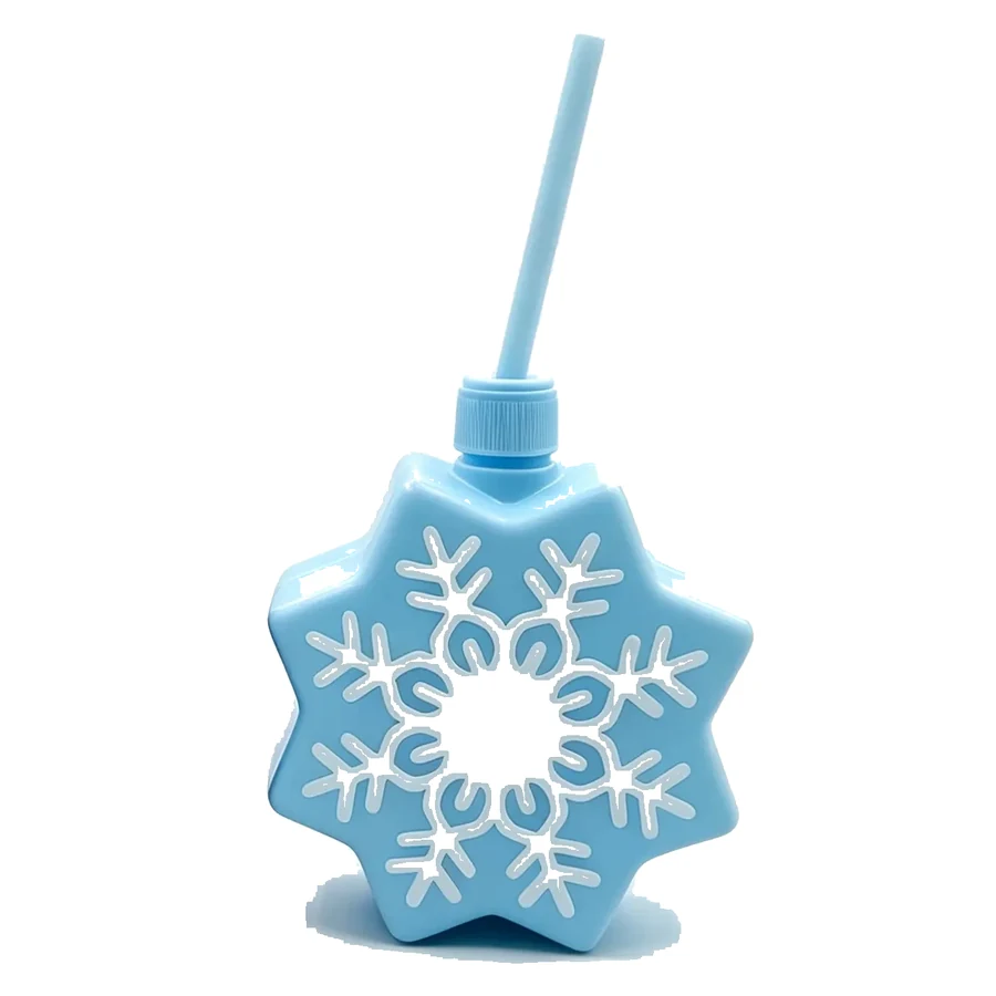 Light Blue Snowflake Ball Cup — 500 ml PET straw cup
