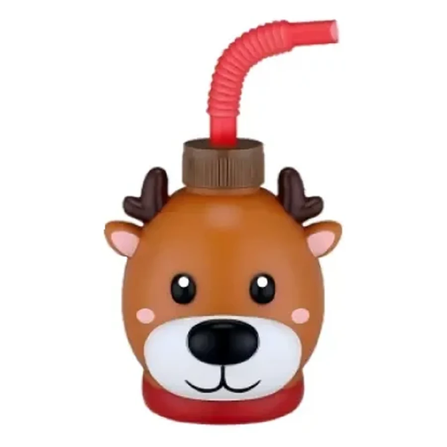 Reindeer Face Ball Cup — 550 ml PET straw cup