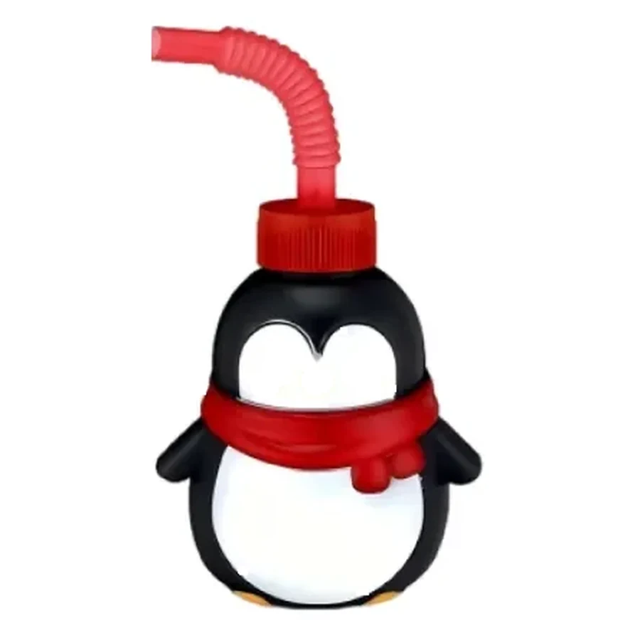 Penguin with Scarf Ball Cup — 550 ml PET straw cup