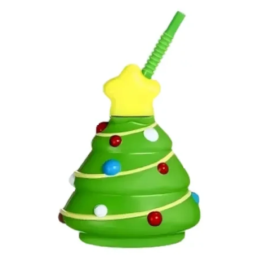 Christmas Tree with Star Ball Cup — 500 ml PET straw cup