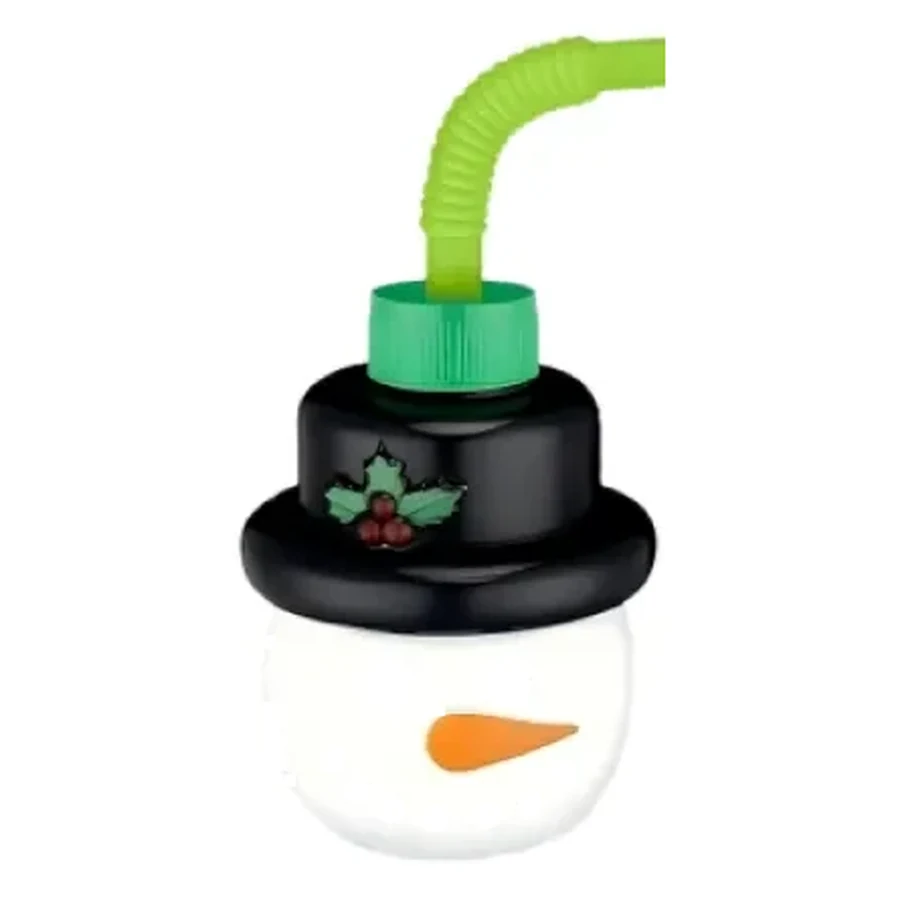 Snowman with Green Band Ball Cup — 550 ml PET straw cup
