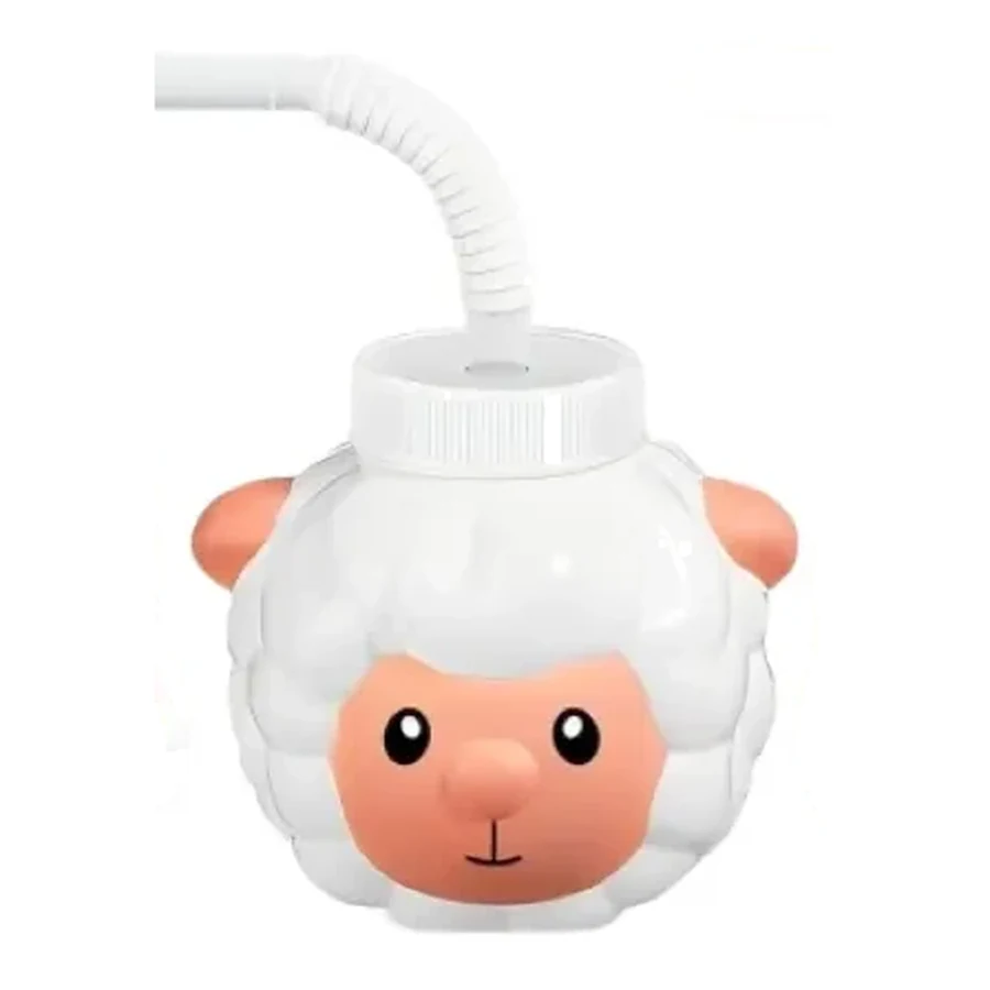 Orange and Pink Animal Face and Ball Cup — Style 03 — 500–1,000 ml PP straw cup
