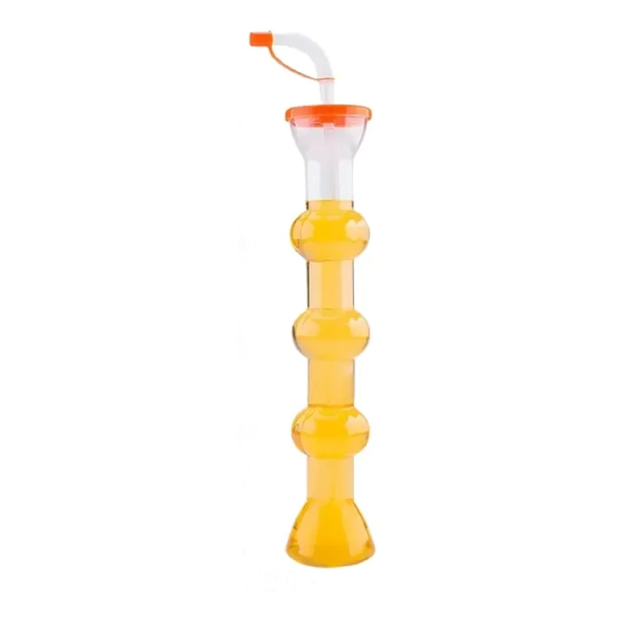 Yellow and Red Bottle and Long Twist Cup — Style 02 — 350–600 ml PET straw cup