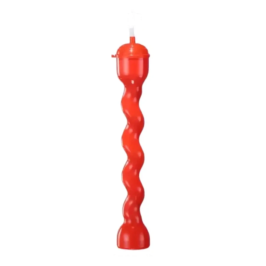 Red and Magenta Bottle and Long Twist Cup — Style 02 — 350–600 ml PET straw cup