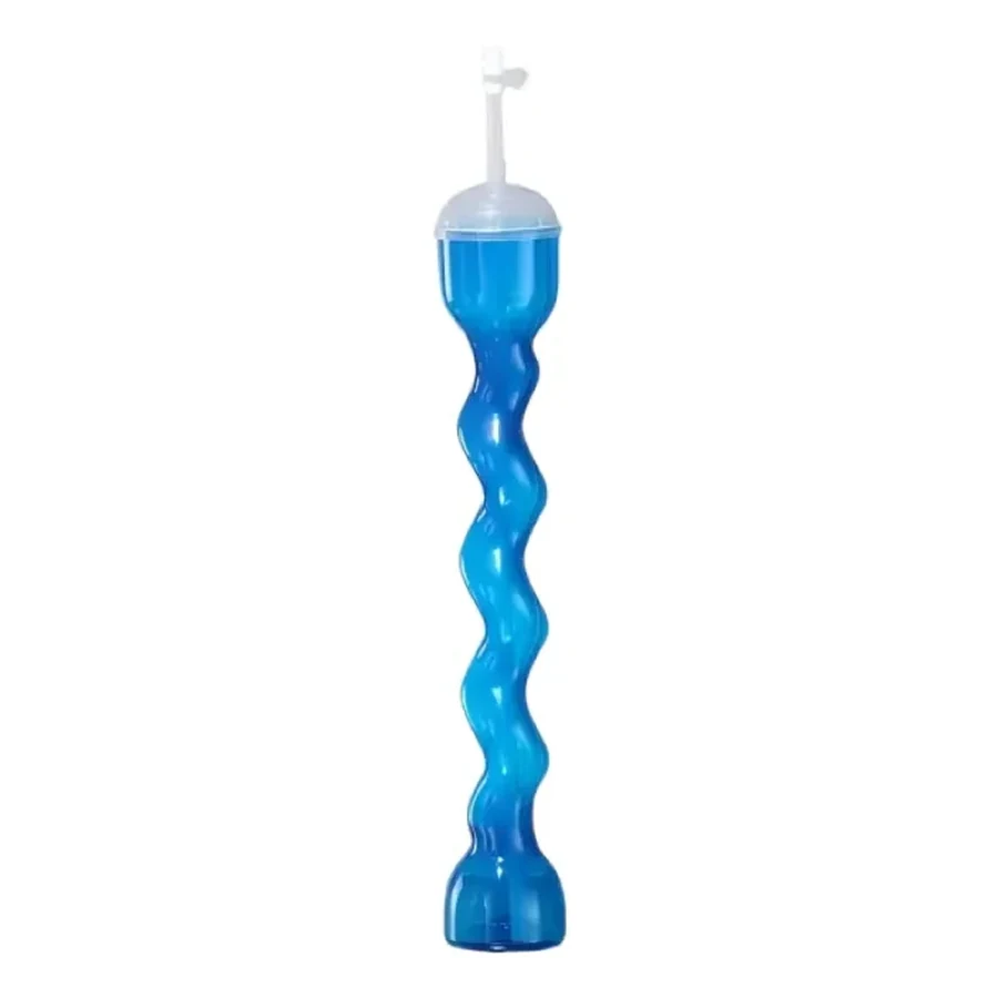 Blue and Pink Bottle and Long Twist Cup — 350–600 ml PET straw cup