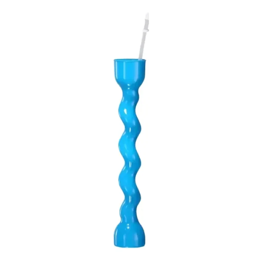 Blue and Pink Bottle and Long Twist Cup — Style 02 — 350–600 ml PET straw cup