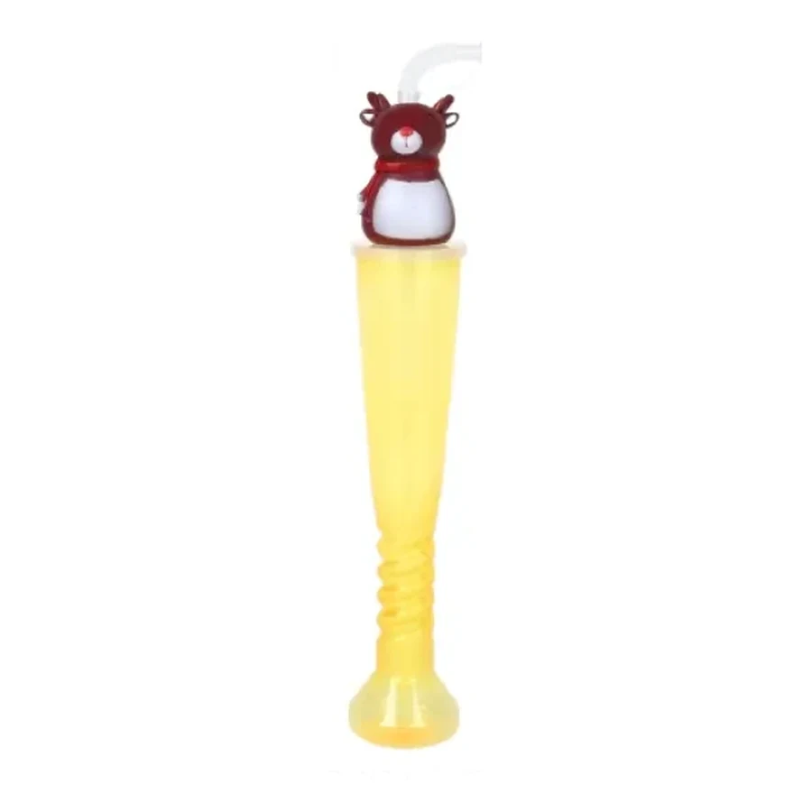 Yellow and Red Cartoon Topper Long-Stem Cup — 350–450 ml PET straw cup