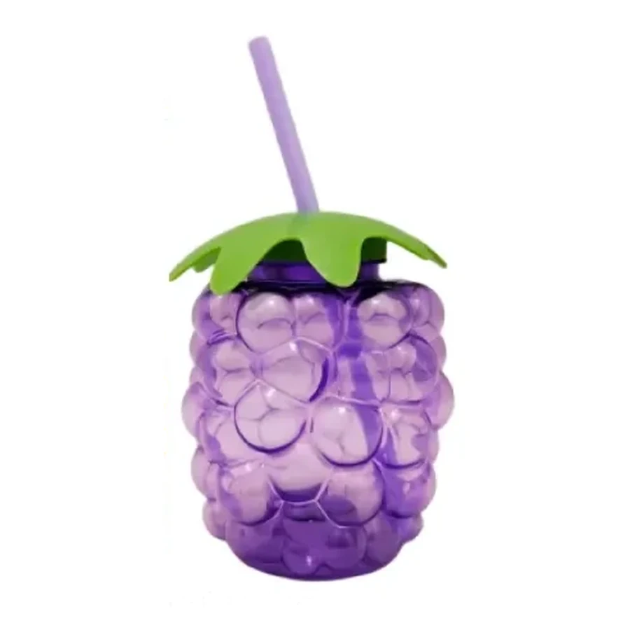 Purple and Lime Shaped Fruit Character Cup — 500–600 ml PET straw cup