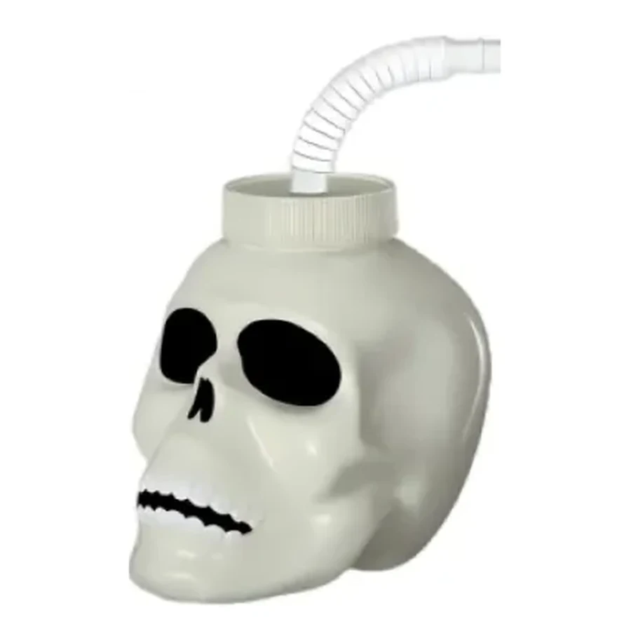 Pearl White Halloween Monster Head Cup — 500–700 ml PP straw cup