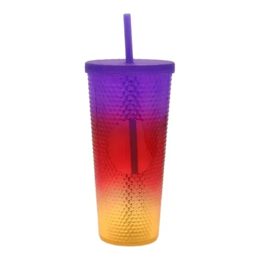 Red and Purple Metallic Ghost and Skull Cup — 500–600 ml PET straw cup