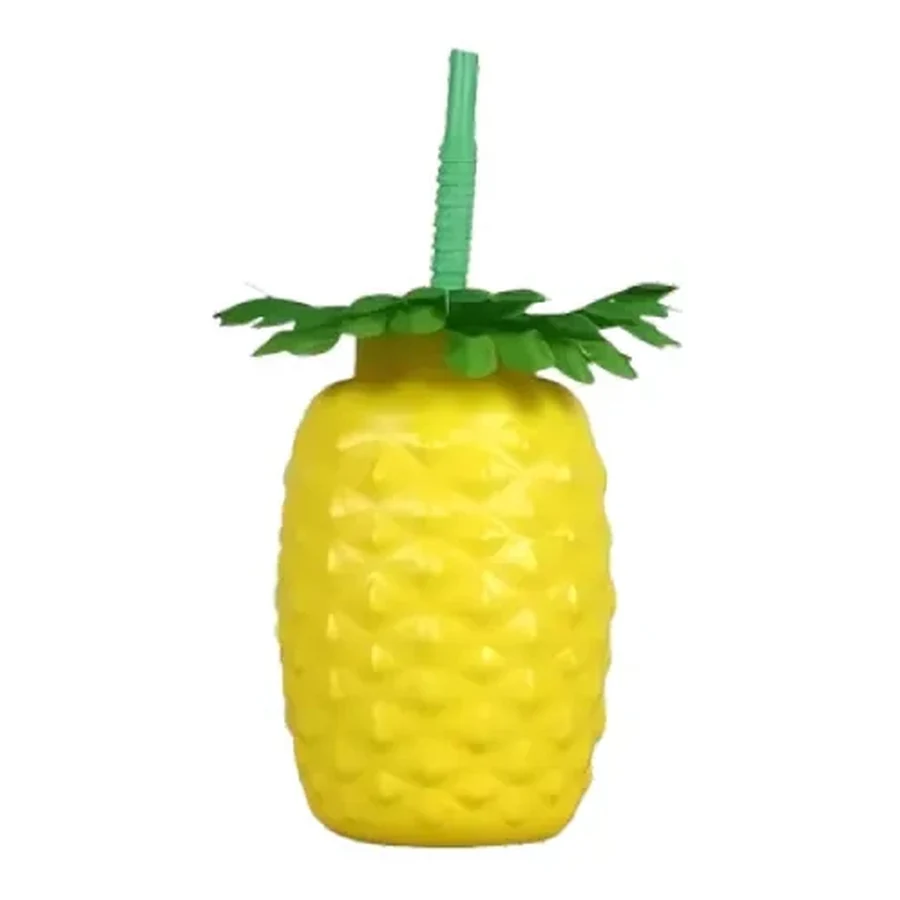 Yellow and Green Pineapple Tropical Cup — 500–1,000 ml PP straw cup