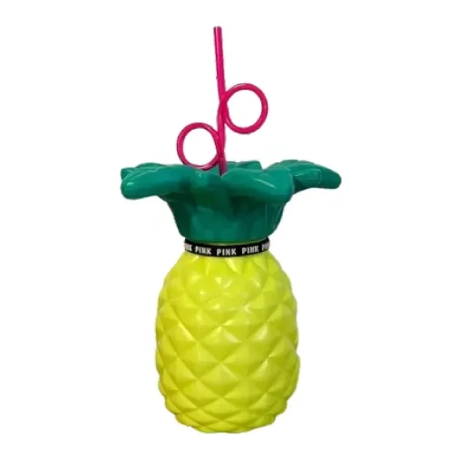 Lime and Teal Pineapple Tropical Cup — 500–1,000 ml PP straw cup