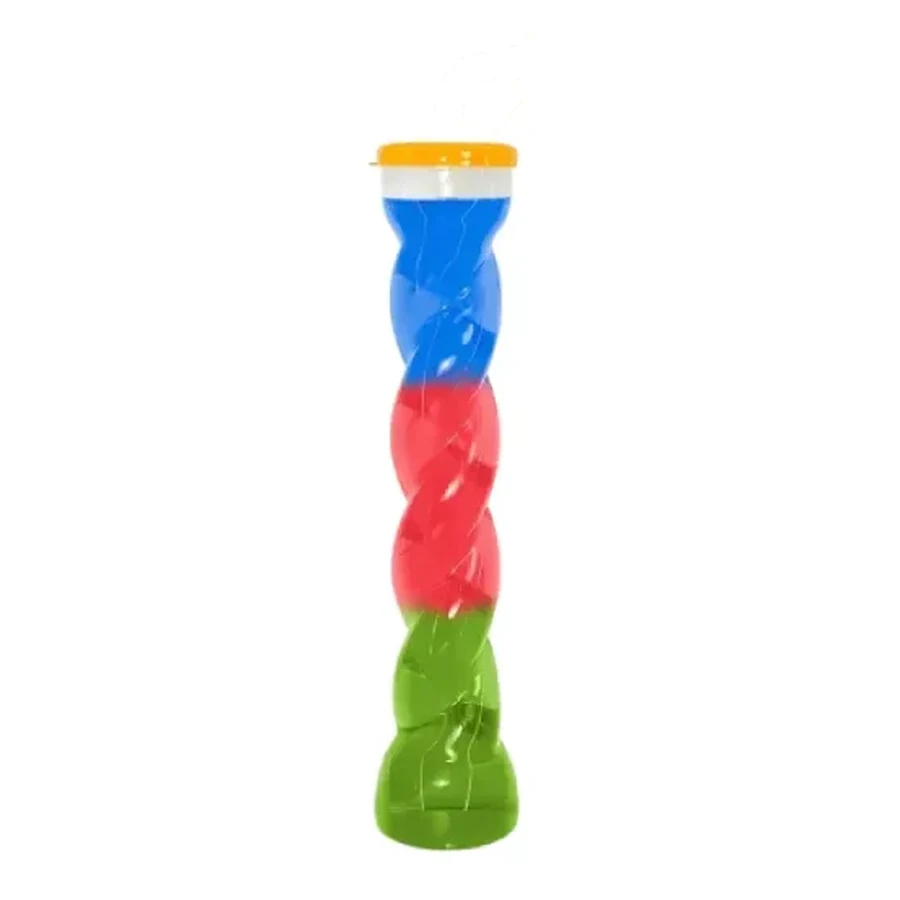 Lime and Red Colour-Block Twist Cup — 350–450 ml PET straw cup
